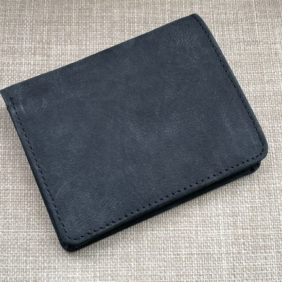 Handmade Men Wallet Black Genuine Leather Bifold Card Holder Unisex Wallet New